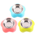 Pet Flower-shaped Dual-use 2-in-1 Pet Stainless Steel  Plastic Pet Bowl